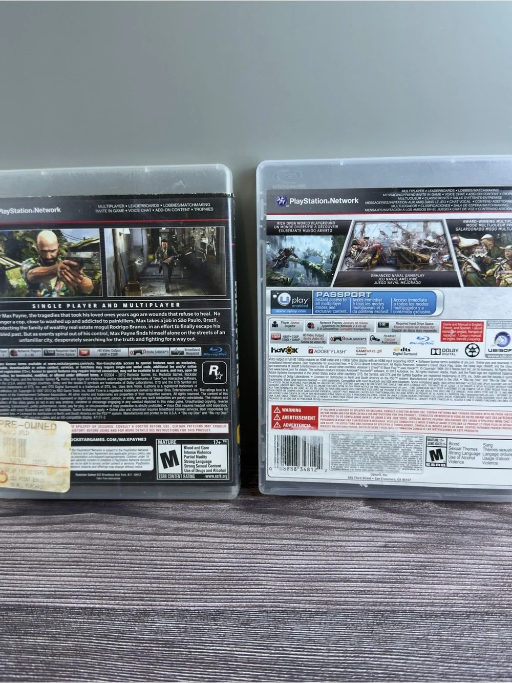 PS3 Game Lot Assassin’s Creed IV Black Flag & Max Payne 3 Complete w/ Manuals